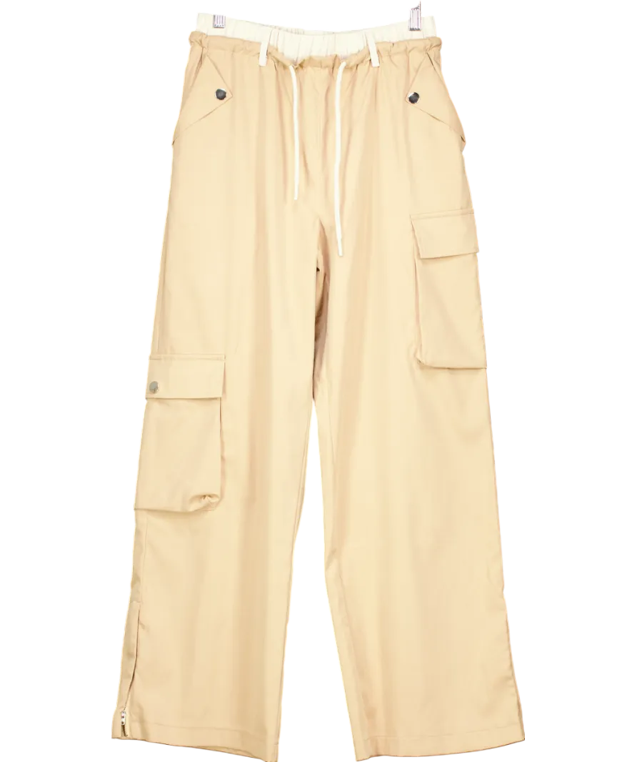 Beige Wide Leg Combat Trousers UK M