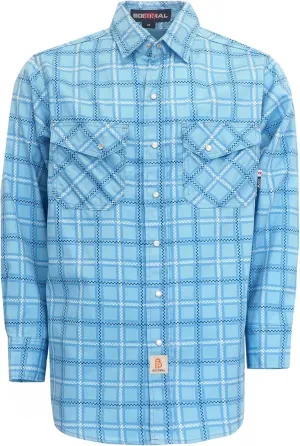 BOCOMAL FR Shirts for Men Printed Plaid Flame Resistant NFPA2112/CAT2 6.5oz Lightweight Fire Retardant Shirt
