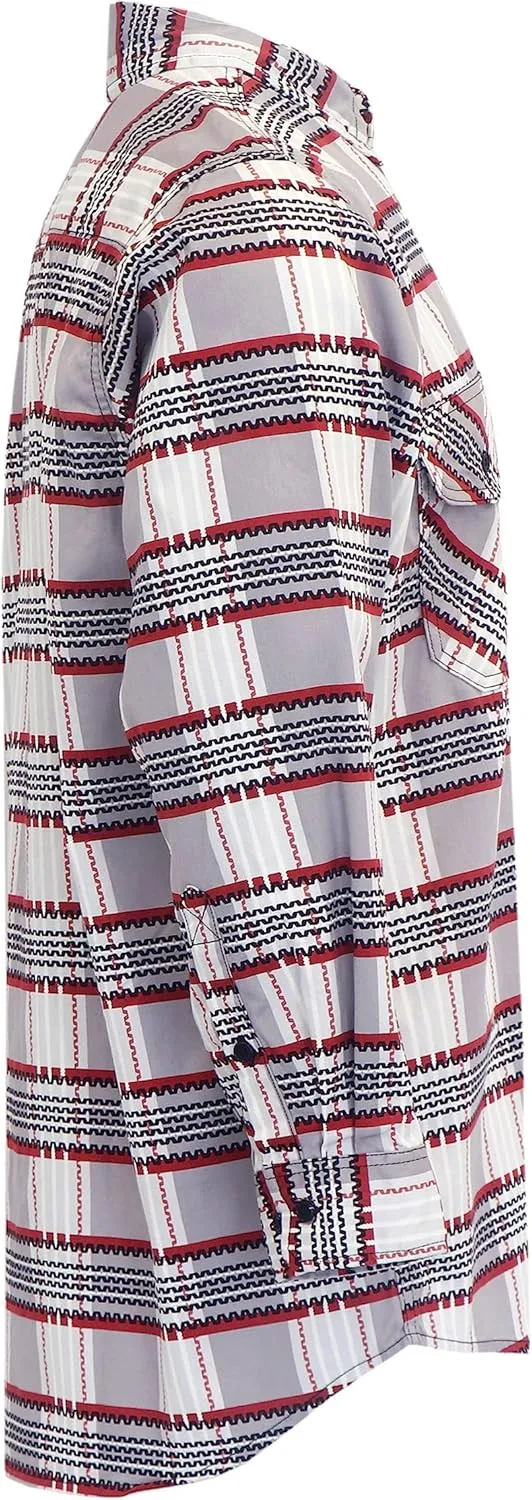 BOCOMAL FR Shirts for Men Printed Plaid Flame Resistant NFPA2112/CAT2 6.5oz Lightweight Fire Retardant Shirt