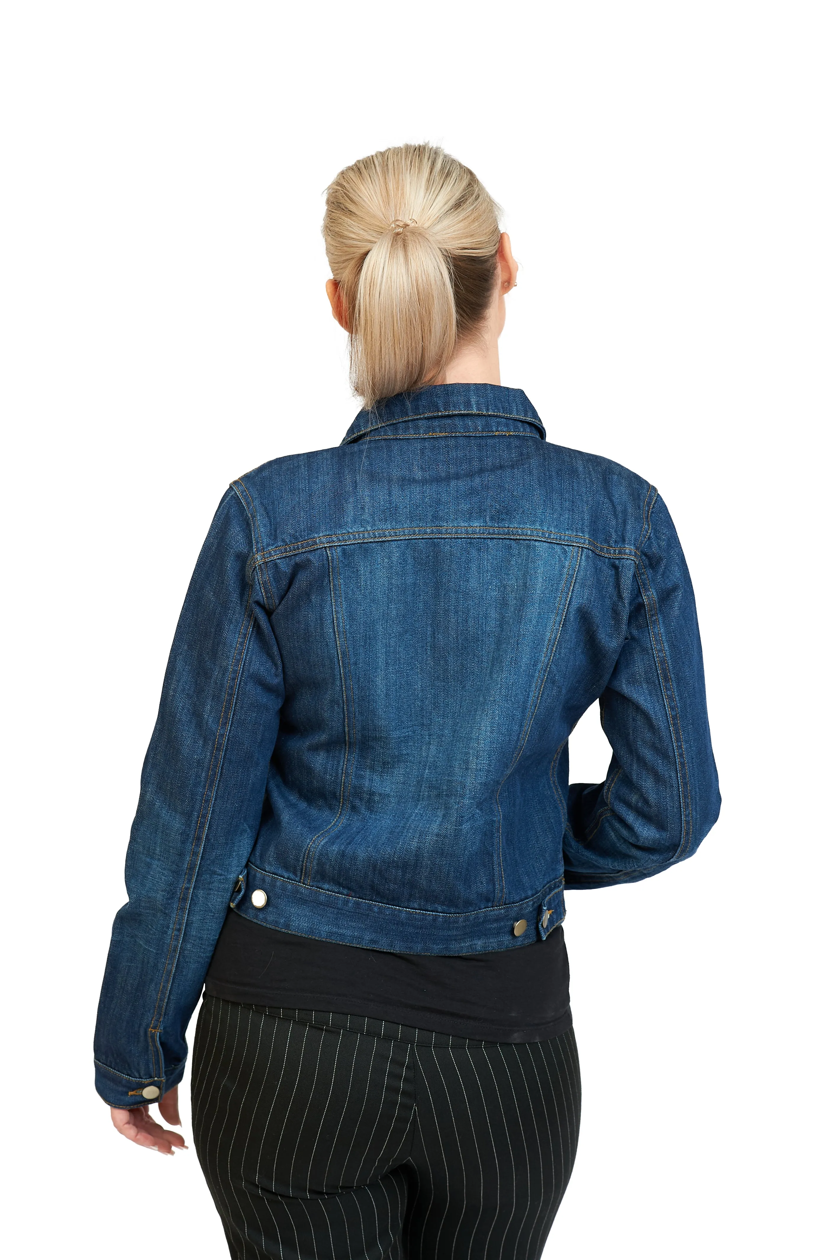 Classic Fitted Retro Denim Jacket In Dark Blue