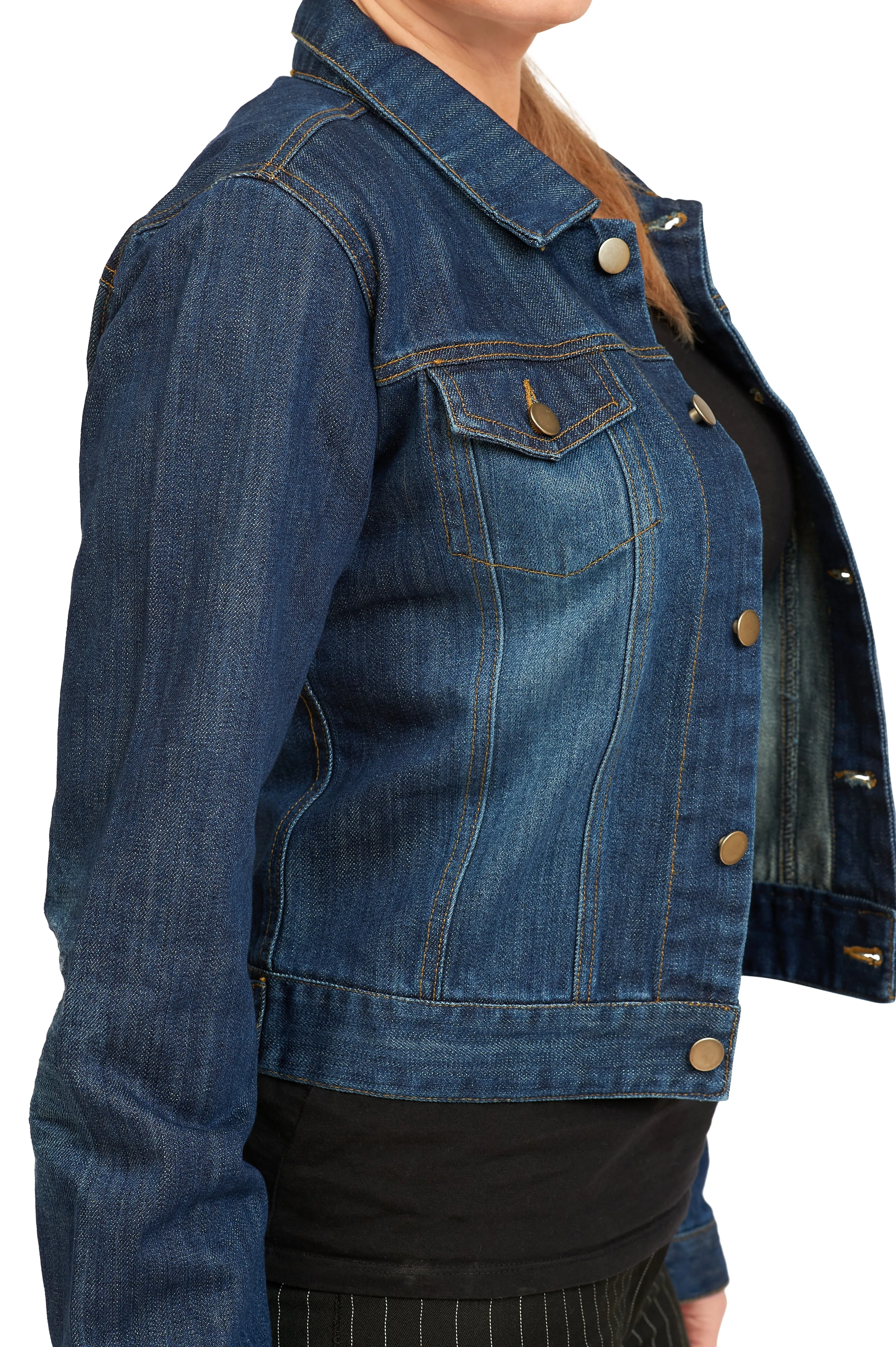 Classic Fitted Retro Denim Jacket In Dark Blue