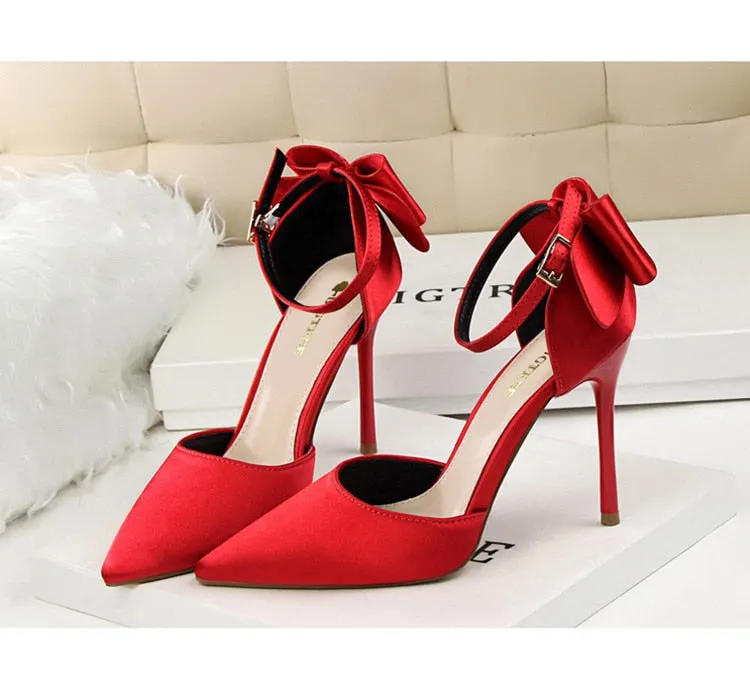 Funki Buys | Shoes | Women's Elegant Silk Bow Stiletto Pumps
