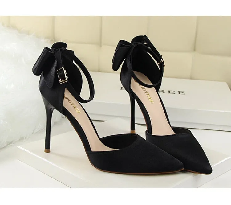 Funki Buys | Shoes | Women's Elegant Silk Bow Stiletto Pumps