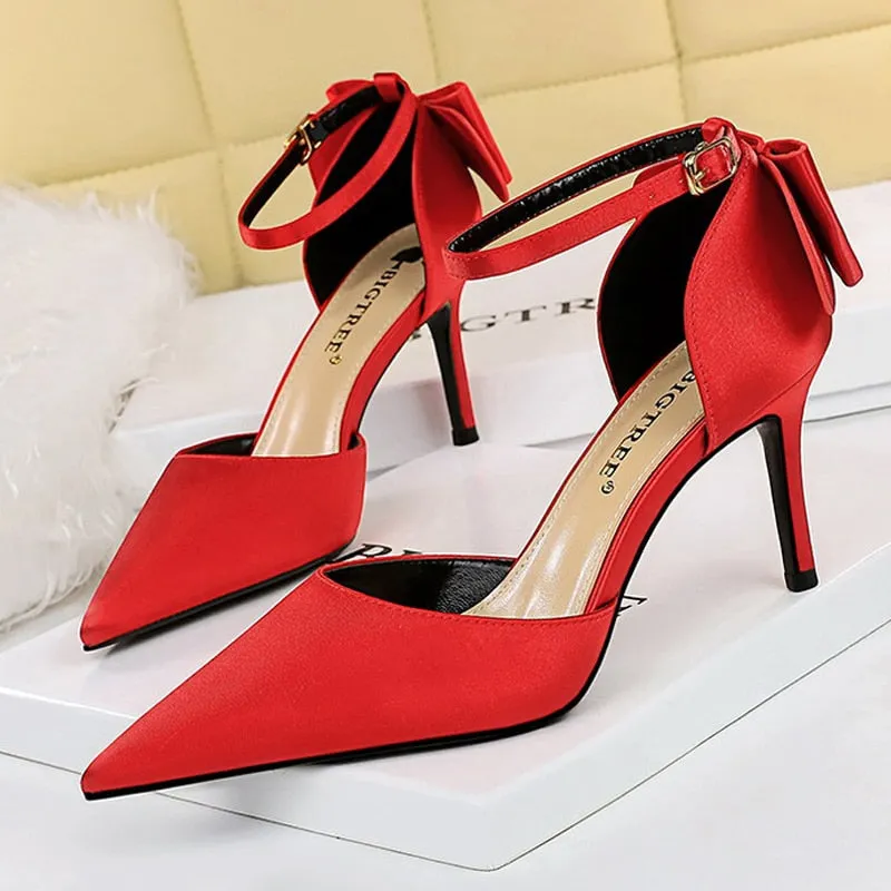Funki Buys | Shoes | Women's Elegant Silk Bow Stiletto Pumps