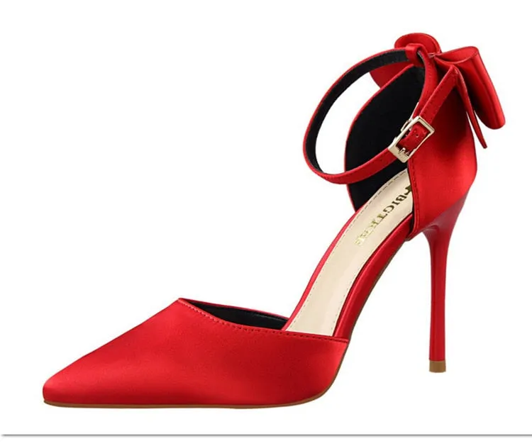 Funki Buys | Shoes | Women's Elegant Silk Bow Stiletto Pumps