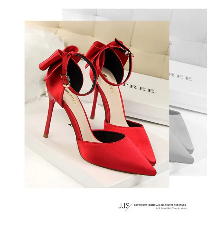 Funki Buys | Shoes | Women's Elegant Silk Bow Stiletto Pumps