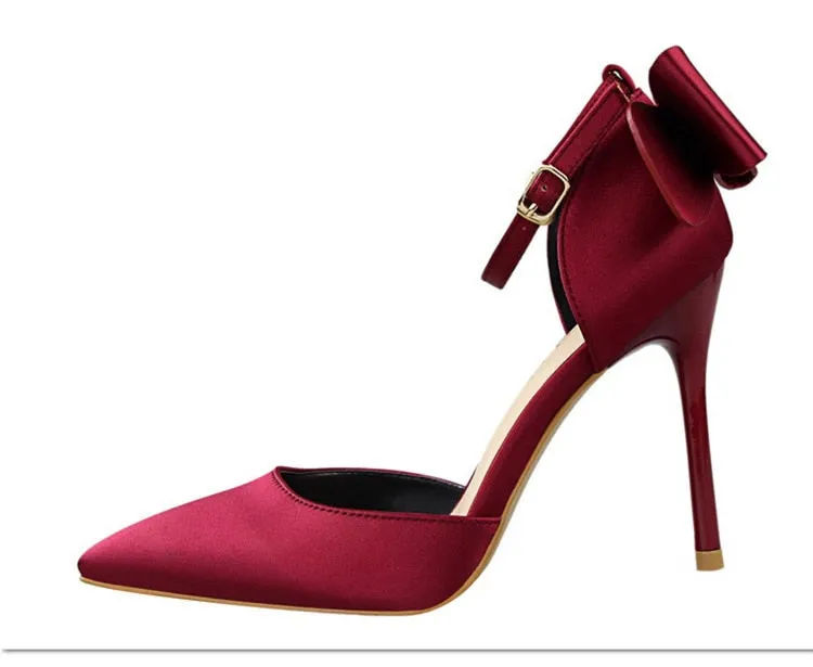 Funki Buys | Shoes | Women's Elegant Silk Bow Stiletto Pumps