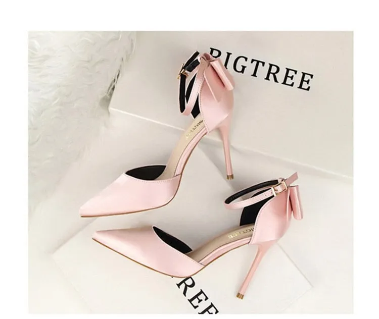 Funki Buys | Shoes | Women's Elegant Silk Bow Stiletto Pumps