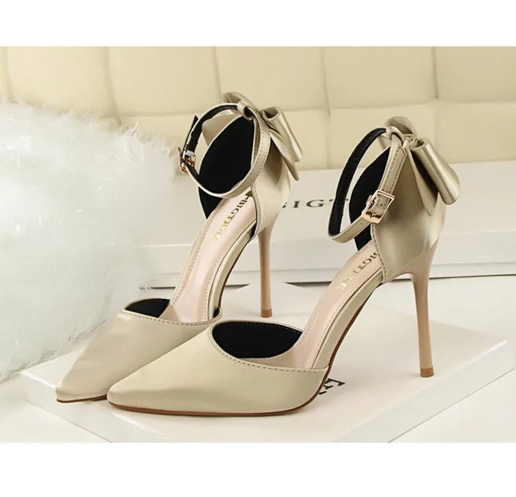 Funki Buys | Shoes | Women's Elegant Silk Bow Stiletto Pumps