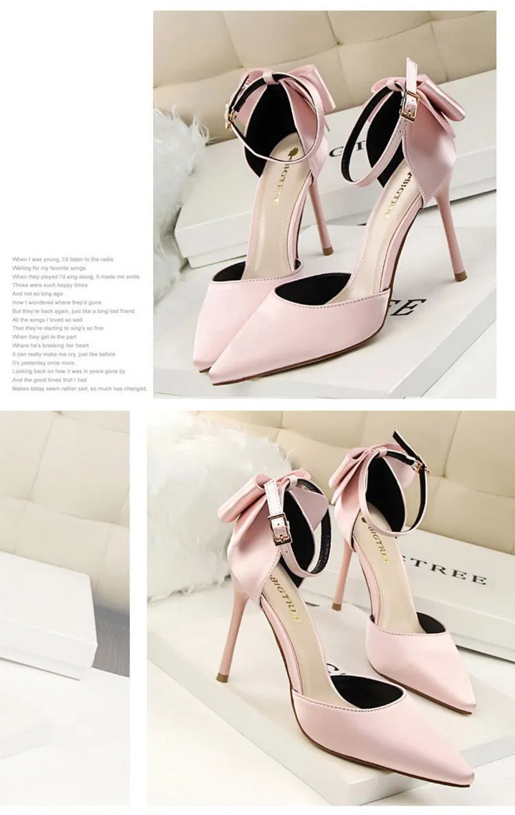 Funki Buys | Shoes | Women's Elegant Silk Bow Stiletto Pumps