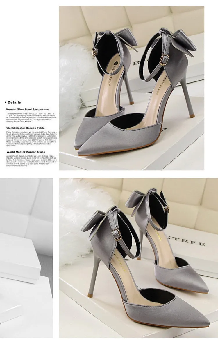 Funki Buys | Shoes | Women's Elegant Silk Bow Stiletto Pumps