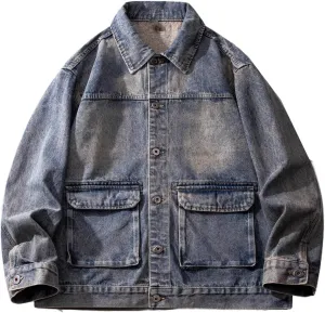 Men's Denim Coat Retro Spring Autumn Classic American Workwear Jacket