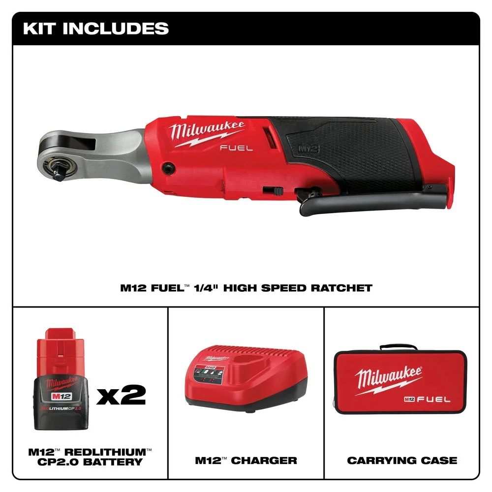 Milwaukee 2566-22 M12 FUEL™ 1/4" High Speed Ratchet (Kit)