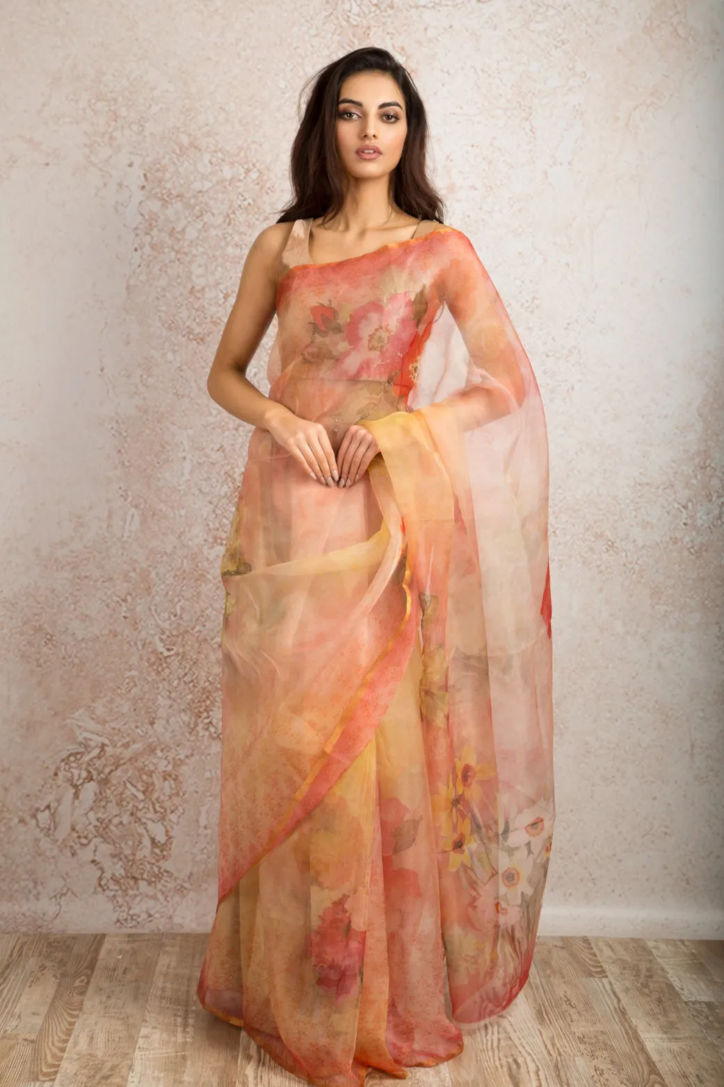 Organza print saree R8_303A