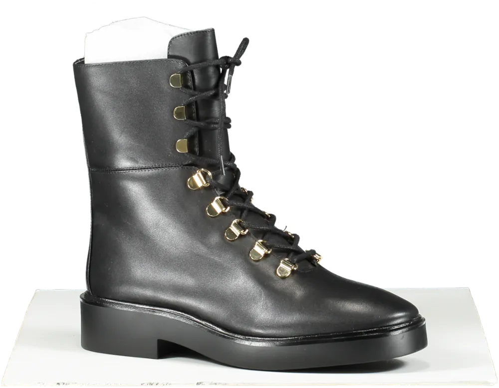 Stuart Weitzman Black Leather Combat Boots UK 5.5 EU 38.5 👠