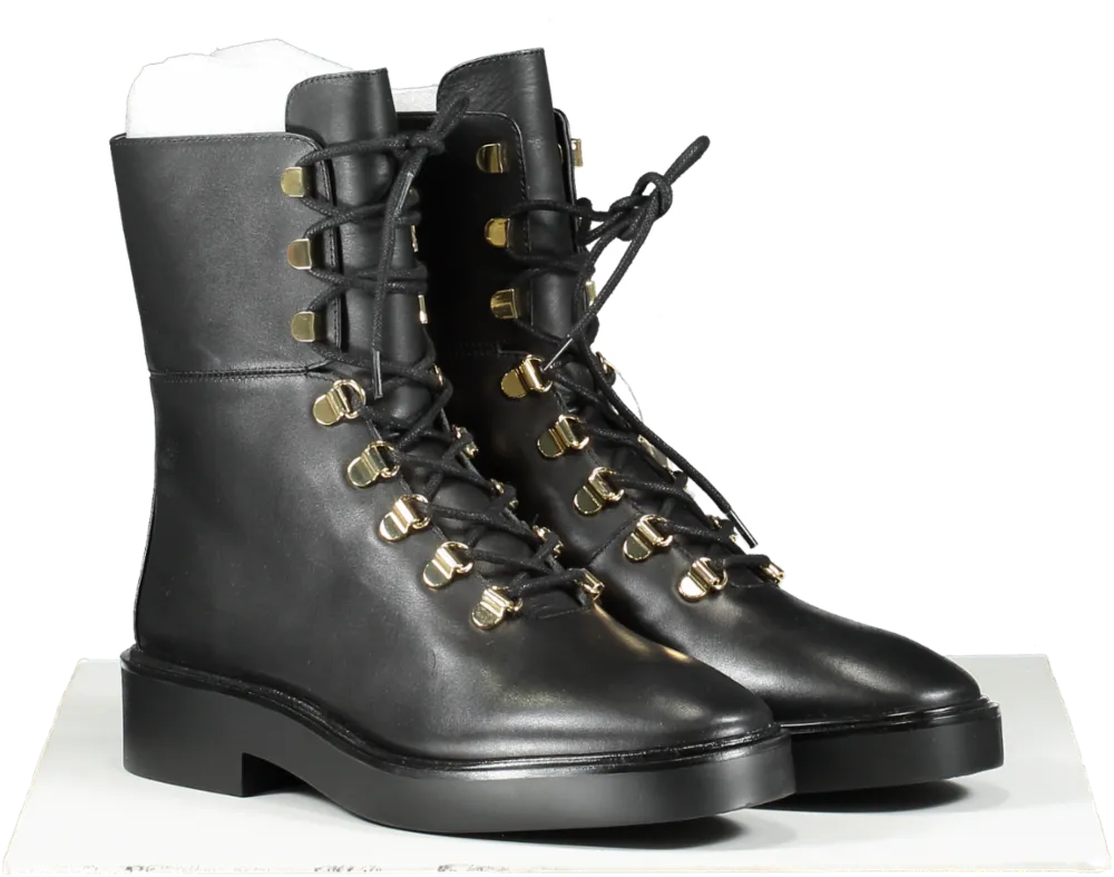 Stuart Weitzman Black Leather Combat Boots UK 5.5 EU 38.5 👠