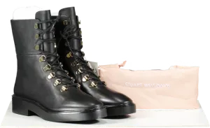 Stuart Weitzman Black Leather Combat Boots UK 5.5 EU 38.5 👠