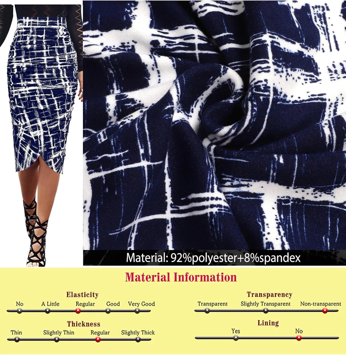 VFSHOW Womens Ruched Ruffle High Waist Asymmetric Wrap Casual Wok Office Party Slim Fitted Bodycon Pencil Midi Mid-Calf Skirt