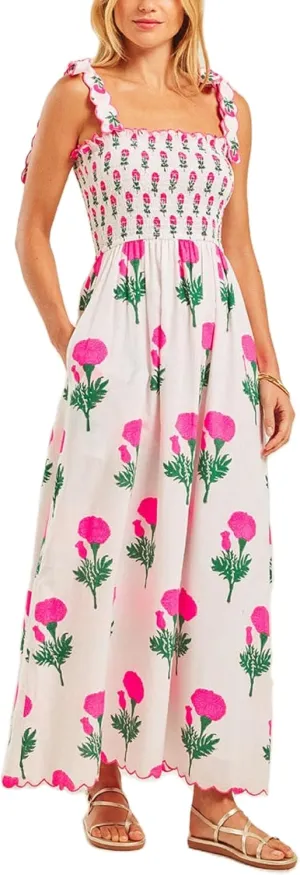 Women Y2k Boho Maxi Dress Tie Shoulder Backless Strappy Tiered Flowy Dress 2024 Summer Floral Beach Sundress