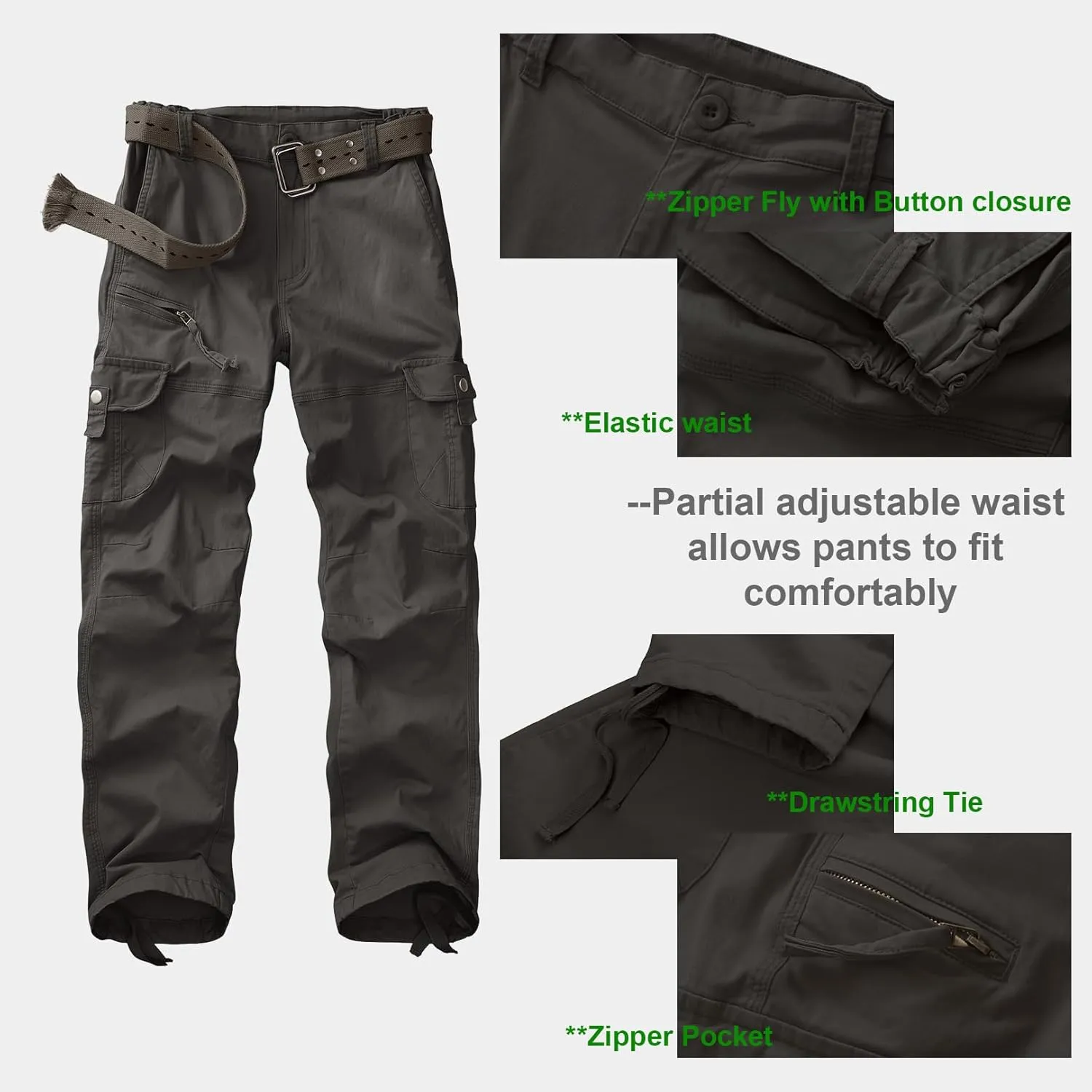 Women's Cargo Pants Casual Y2K Streetwear Cotton Summer Travel Work Hiking Pants with 7 Pockets Combat Tactical